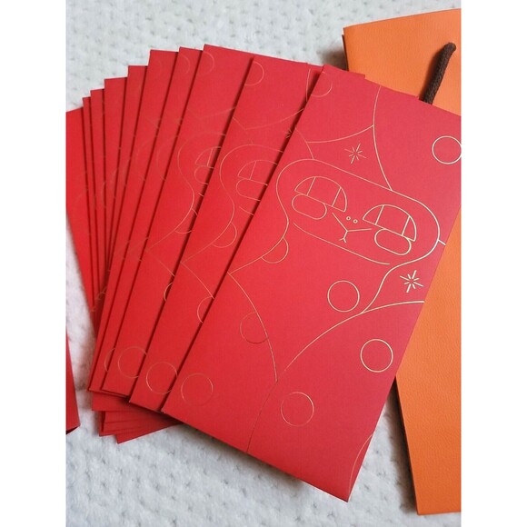 2025 Hermes Chinese New Year of Snake Red Envelopes Set & Hermes shopping bag - Picture 2 of 7